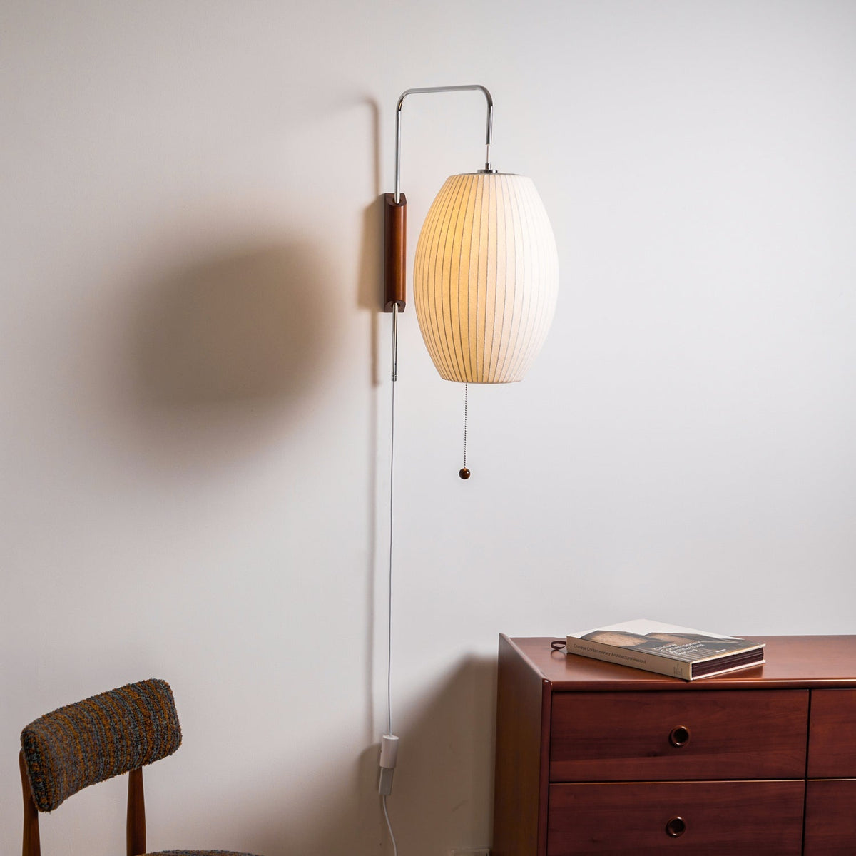 Plug-In Wall Sconce with Swivel Bracket & Frosted Glass Shade – 16 in Height, 59 in Cord – Adjustable Bedroom & Living Room Accent Light for