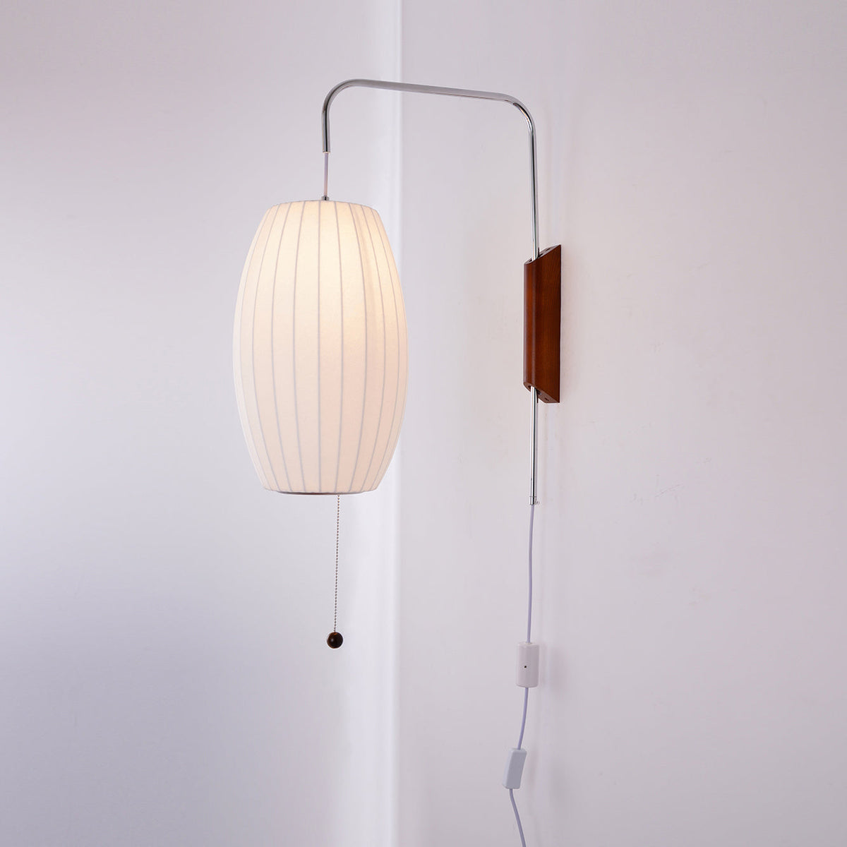 Plug-In Wall Sconce with Swivel Bracket & Frosted Glass Shade – 16 in Height, 59 in Cord – Adjustable Bedroom & Living Room Accent Light for