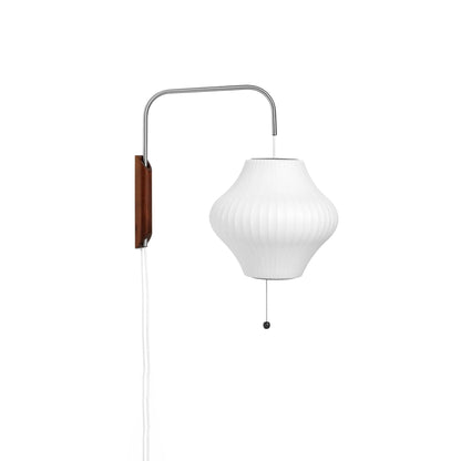 Swivel Sphere Wall Light with Adjustable Cord 15.7 in Walnut Chrome Finish Plug-In LED Sconce for Bedroom Office Living Room