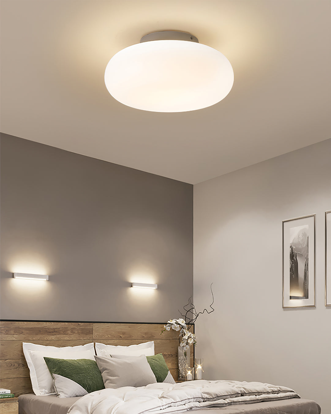 Flush Mount LED Light Fixture White Metal Round 8-Inch for Bedroom Living Room Hallway Office Indoor Low Profile Modern Ceiling Lamp 12W 110