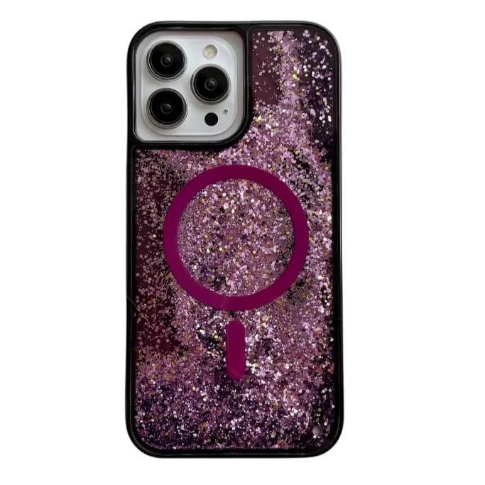 Glitter Liquid Quicksand MagSafe iPhone Case with Anti-Fingerprint TPU Shockproof Protection for iPhone 13 14 15 16 17 Pro Max Air