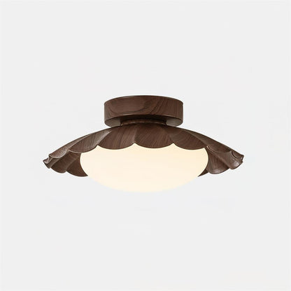 Flush Mount LED Ceiling Light 10 in Scalloped Shade for Bedroom Living Room Ambient Glow Metal Fixture Indoor Low Profile Modern Lighting