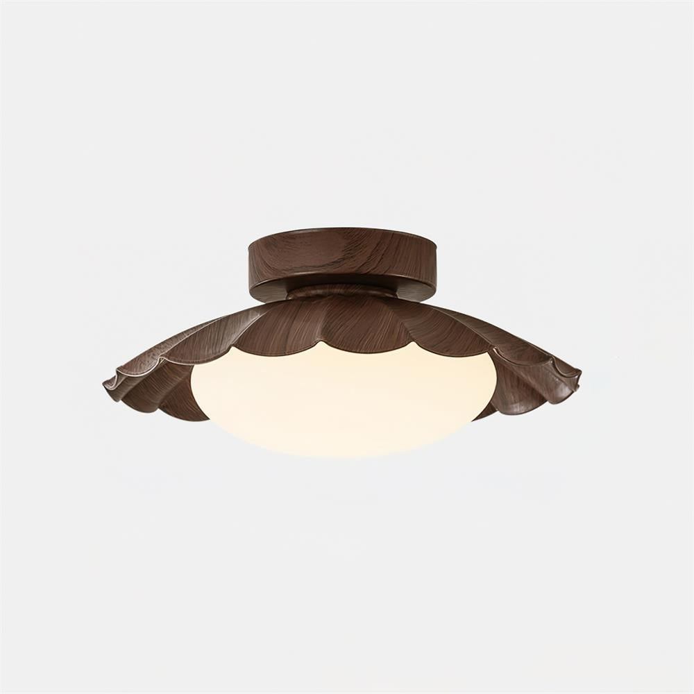Flush Mount LED Ceiling Light 10 in Scalloped Shade for Bedroom Living Room Ambient Glow Metal Fixture Indoor Low Profile Modern Lighting