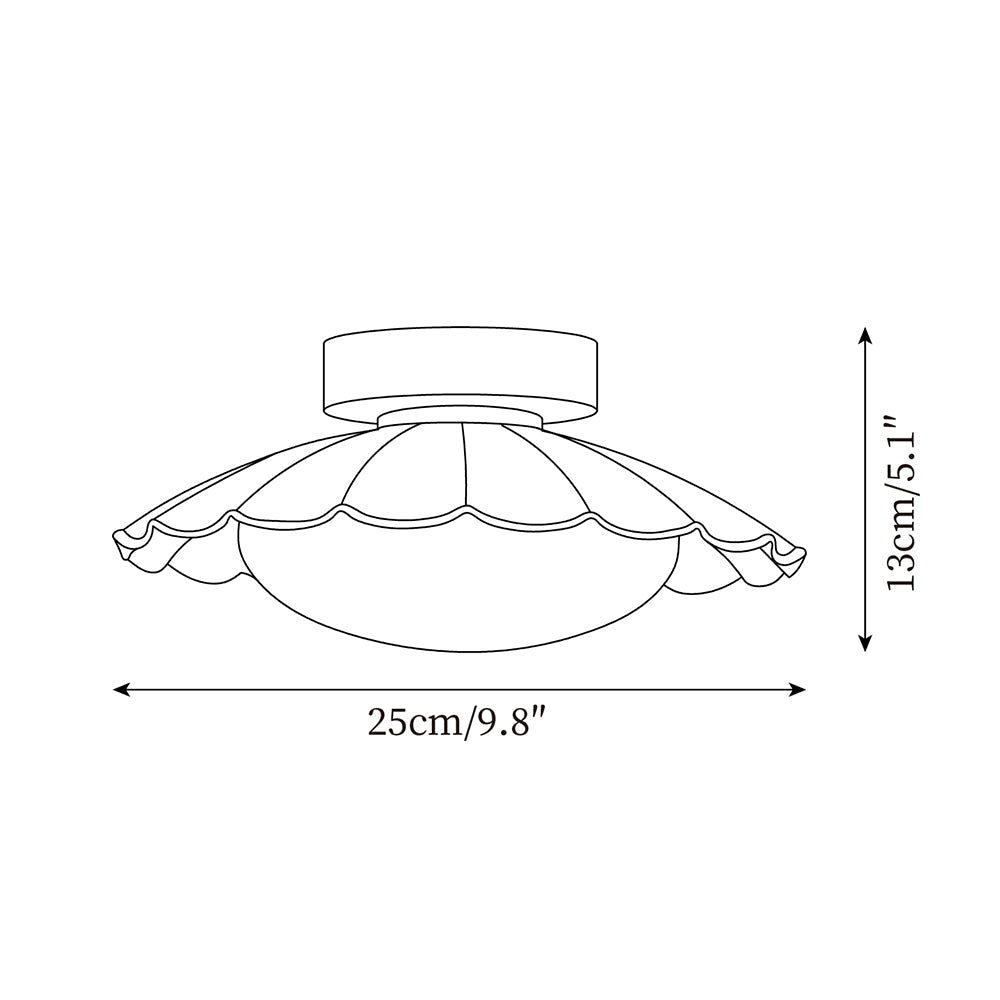 Flush Mount LED Ceiling Light 9.8 in Metal & Polymer Scalloped Fixture Warm White 3000K Bedroom Living Room Hallway Wall or Ceiling Damp Rat