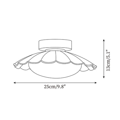 Flush Mount LED Ceiling Light 9.8 in Metal & Polymer Scalloped Fixture Warm White 3000K Bedroom Living Room Hallway Wall or Ceiling Damp Rat