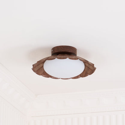 Flush Mount LED Ceiling Light 9.8 in Metal & Polymer Scalloped Fixture Warm White 3000K Bedroom Living Room Hallway Wall or Ceiling Damp Rat