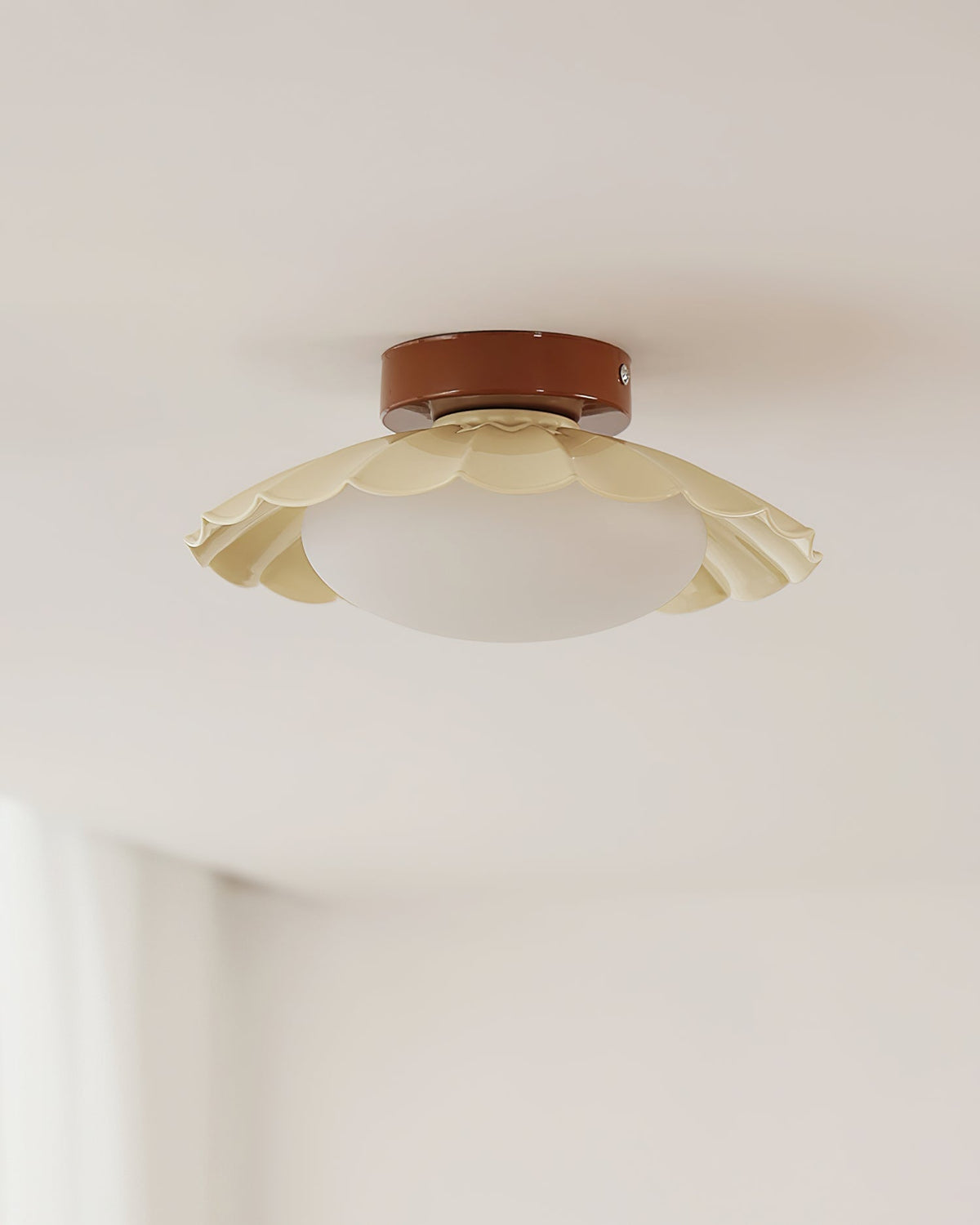 Flush Mount LED Ceiling Light 9.8 in Metal & Polymer Scalloped Fixture Warm White 3000K Bedroom Living Room Hallway Wall or Ceiling Damp Rat