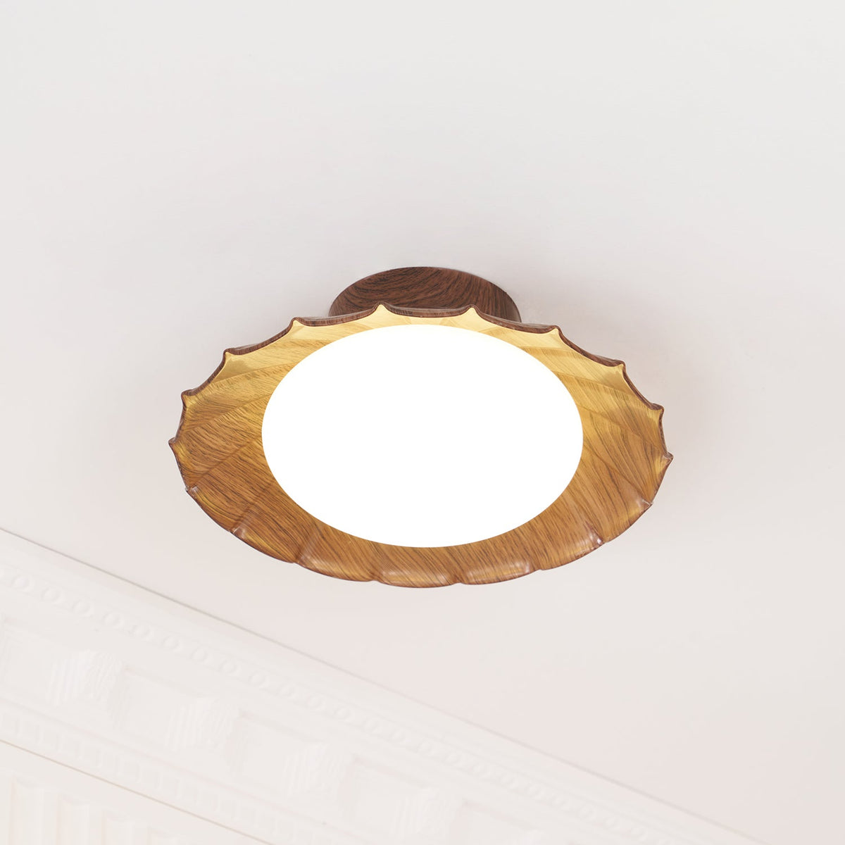 Flush Mount LED Ceiling Light 9.8 in Metal & Polymer Scalloped Fixture Warm White 3000K Bedroom Living Room Hallway Wall or Ceiling Damp Rat