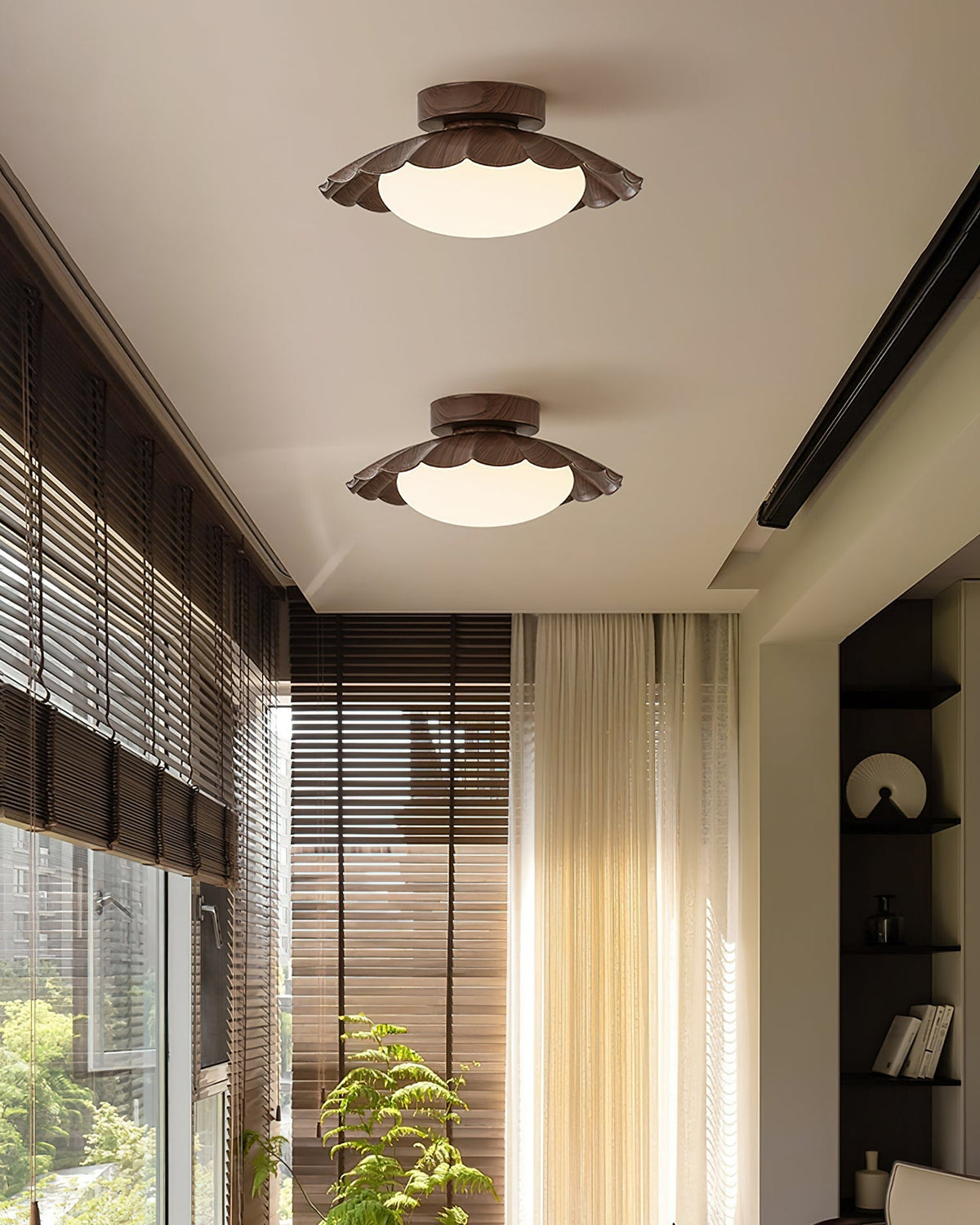 Flush Mount LED Ceiling Light 9.8 in Metal & Polymer Scalloped Fixture Warm White 3000K Bedroom Living Room Hallway Wall or Ceiling Damp Rat