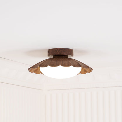Flush Mount LED Ceiling Light 9.8 in Metal & Polymer Scalloped Fixture Warm White 3000K Bedroom Living Room Hallway Wall or Ceiling Damp Rat