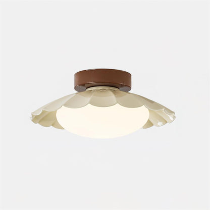 Flush Mount LED Ceiling Light 10 in Scalloped Shade for Bedroom Living Room Ambient Glow Metal Fixture Indoor Low Profile Modern Lighting