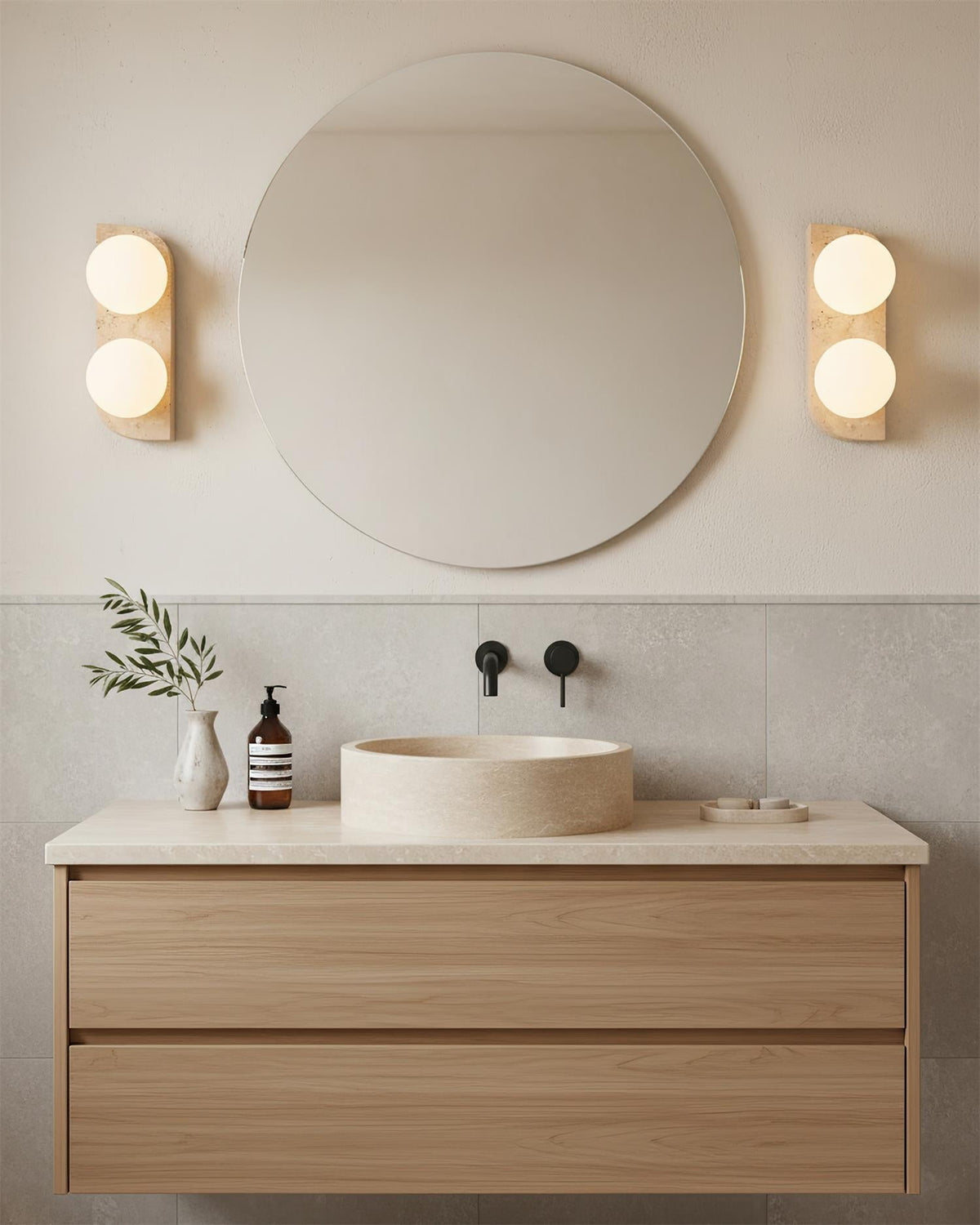 Natural Stone Sconce with G9 Socket – Textured Travertine Accent Fixture for Powder Rooms, Corridors & Bedrooms – 7W LED Compatible – Single
