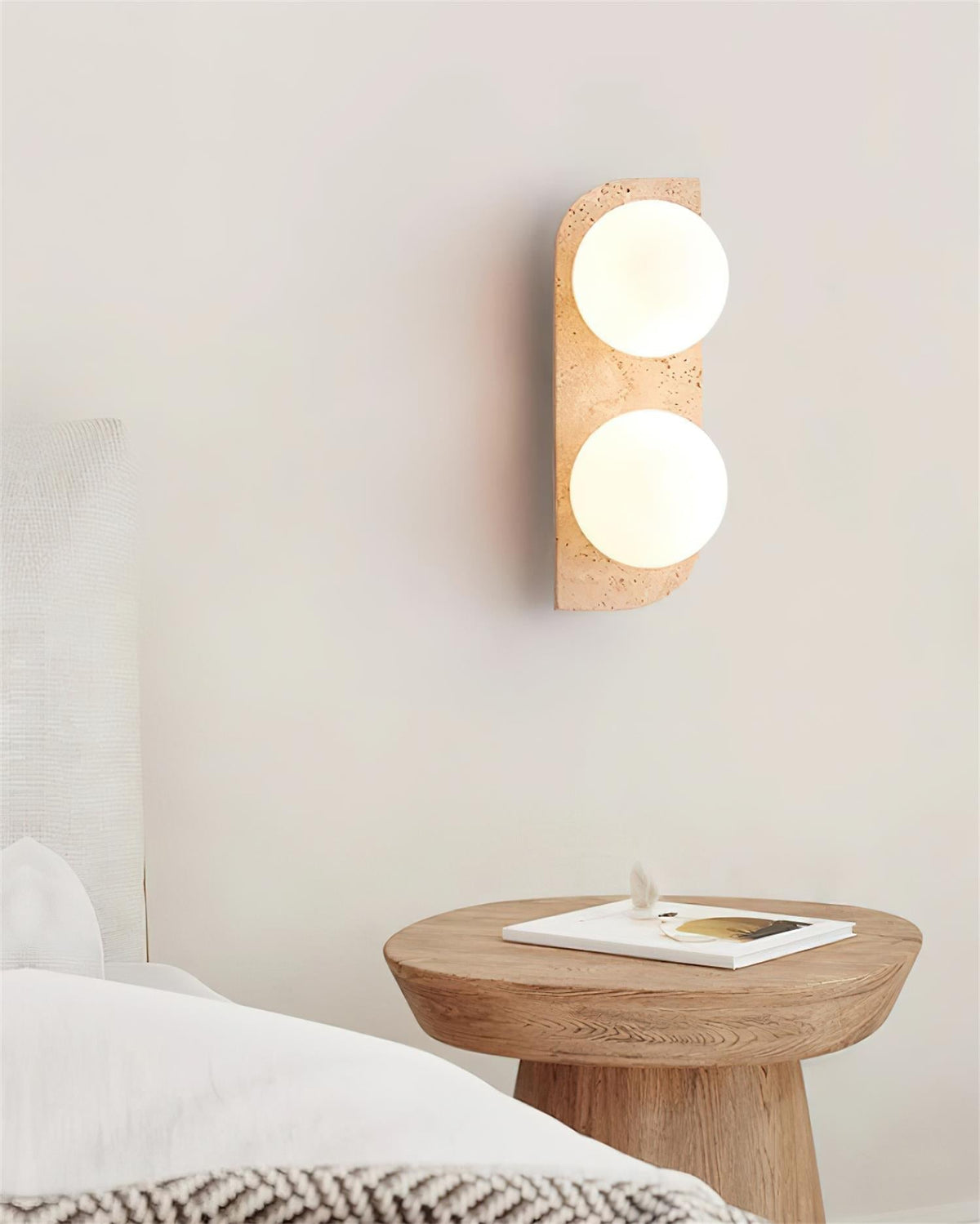 Natural Stone Sconce with G9 Socket – Textured Travertine Accent Fixture for Powder Rooms, Corridors & Bedrooms – 7W LED Compatible – Single