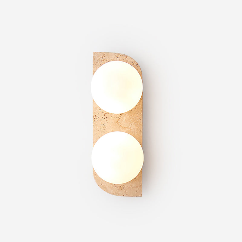 Natural Stone Sconce with Glass Globe G9 Socket Beige Neutral Ambient Light for Entryway Bathroom Bedroom Modern Minimalist Home Décor
