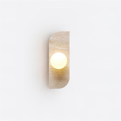 Natural Stone Sconce with Glass Globe G9 Socket Beige Neutral Ambient Light for Entryway Bathroom Bedroom Modern Minimalist Home Décor