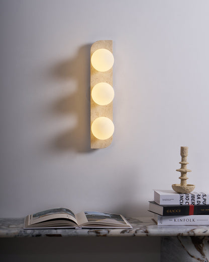 Natural Stone Sconce with G9 Socket – Textured Travertine Accent Fixture for Powder Rooms, Corridors & Bedrooms – 7W LED Compatible – Single
