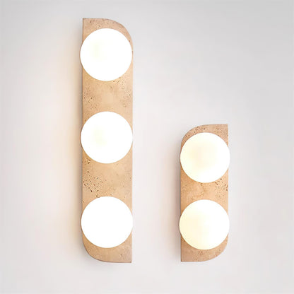 Natural Stone Sconce with Glass Globe G9 Socket Beige Neutral Ambient Light for Entryway Bathroom Bedroom Modern Minimalist Home Décor