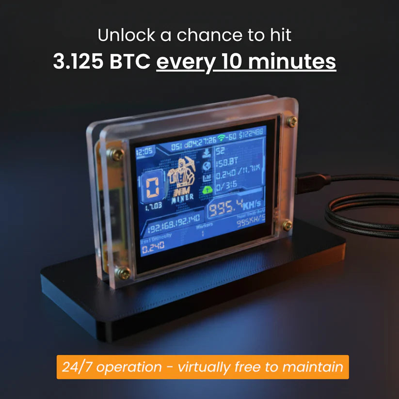 Compact Crypto Mining Display | ESP32-Based Device with 960 KH/s Hashrate for Real-Time Monitoring