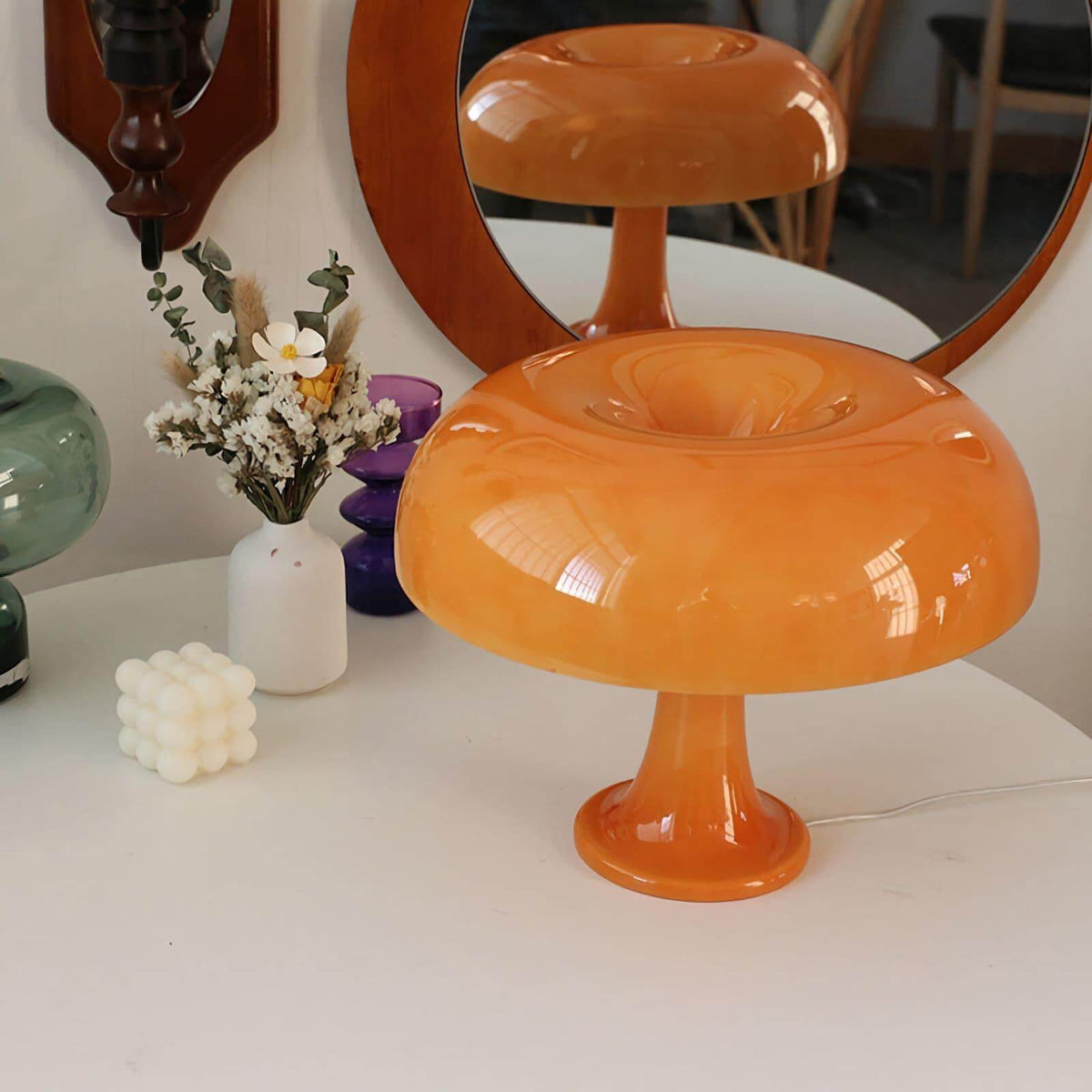Mushroom Desk Lamp with Curved Metal Shade for Bedroom Nightstand Office Reading Study Ambient Lighting E14 Socket 40W Max 12.6 in Tall Mode