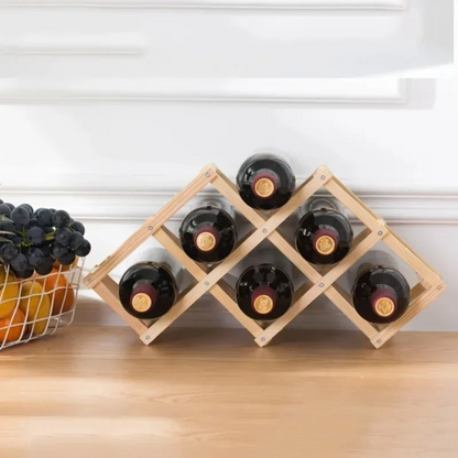 NestFold | Wooden Bottle Rack with Foldable Design | Space-Saving Storage for Home and Bar