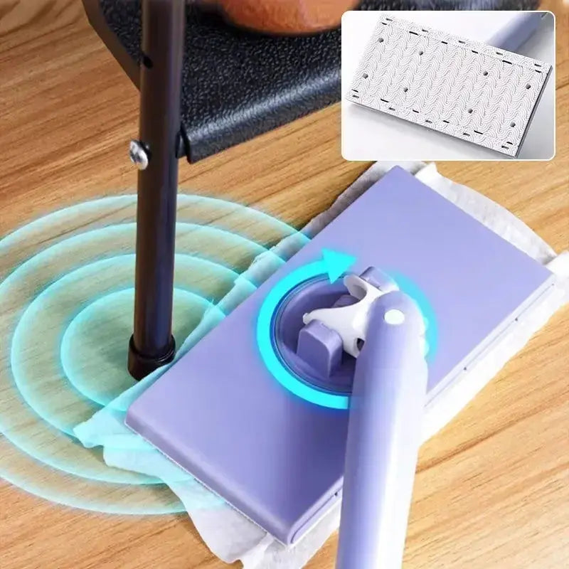 Flat Mop with 360° Swivel Head Push-Button Cloth Release for Tile Laminate Vinyl Parquet Home Kitchen Bathroom Hallway Quick Clean Lightweig