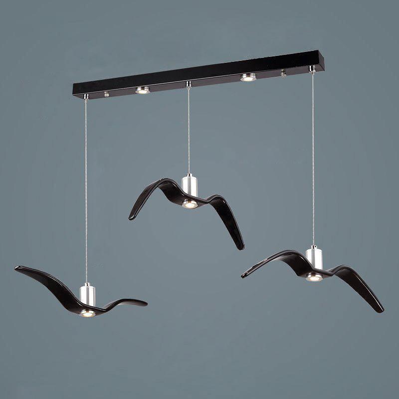 Suspension sculpturale en forme d'oiseau avec éclairage LED à hauteur réglable, filaire, pour îlots de cuisine, tables de salle à manger et espaces de vie, en blanc ou