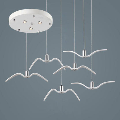 Suspension sculpturale en forme d'oiseau avec éclairage LED à hauteur réglable, filaire, pour îlots de cuisine, tables de salle à manger et espaces de vie, en blanc ou