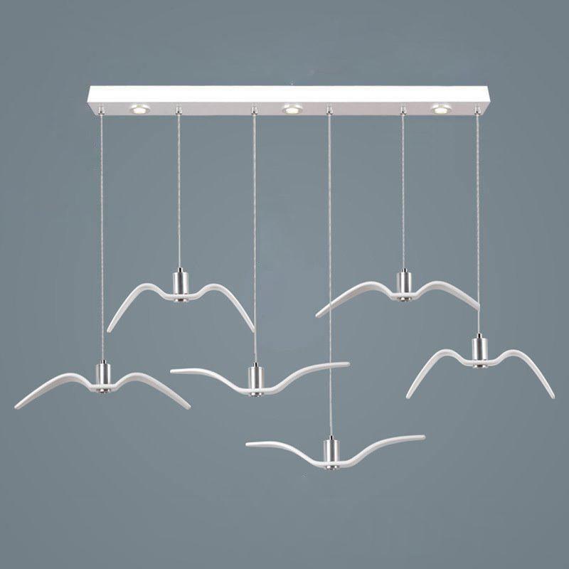 Suspension sculpturale en forme d'oiseau avec éclairage LED à hauteur réglable, filaire, pour îlots de cuisine, tables de salle à manger et espaces de vie, en blanc ou