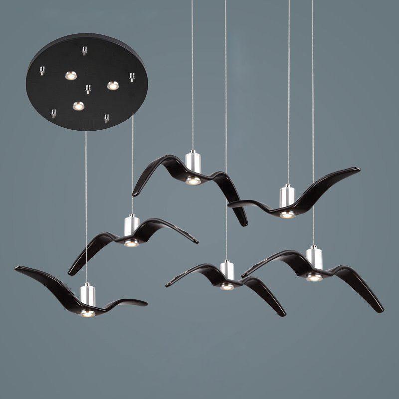 Suspension sculpturale en forme d'oiseau avec éclairage LED à hauteur réglable, filaire, pour îlots de cuisine, tables de salle à manger et espaces de vie, en blanc ou