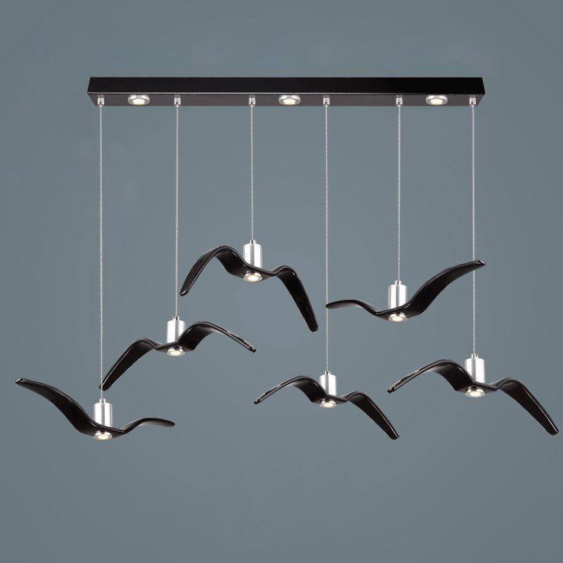Suspension sculpturale en forme d'oiseau avec éclairage LED à hauteur réglable, filaire, pour îlots de cuisine, tables de salle à manger et espaces de vie, en blanc ou