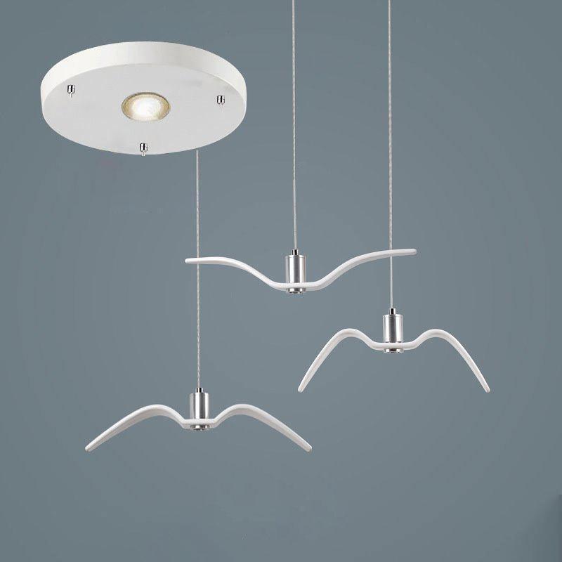 Suspension sculpturale en forme d'oiseau avec éclairage LED à hauteur réglable, filaire, pour îlots de cuisine, tables de salle à manger et espaces de vie, en blanc ou