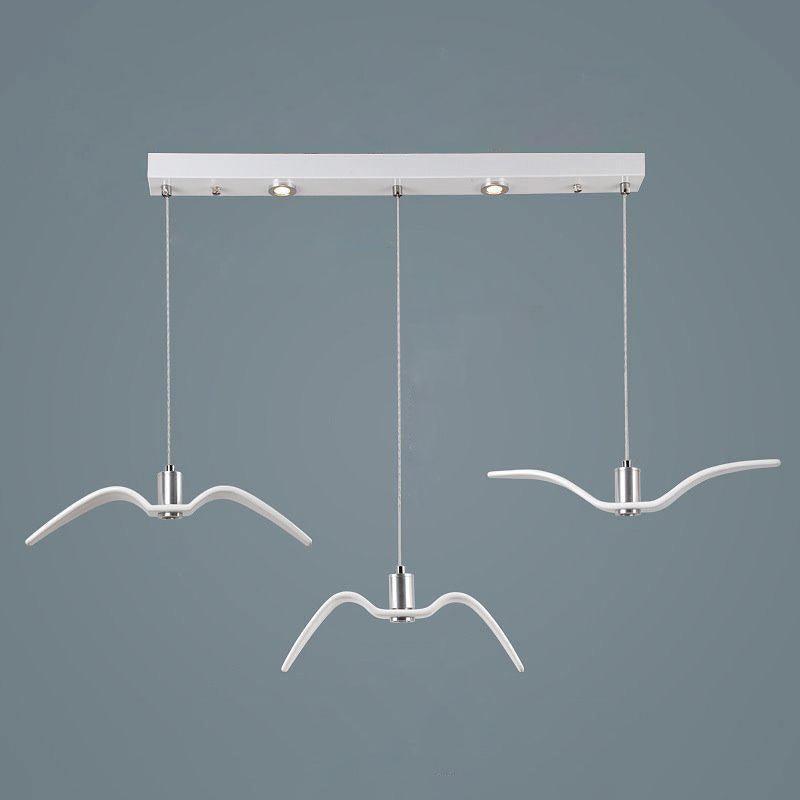 Suspension sculpturale en forme d'oiseau avec éclairage LED à hauteur réglable, filaire, pour îlots de cuisine, tables de salle à manger et espaces de vie, en blanc ou