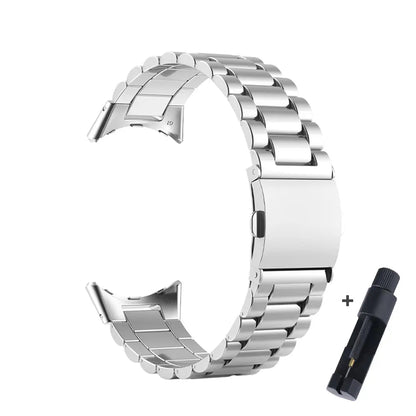 Steel Bracelet-Style Band for Google Pixel Watch & Pixel Watch 2 – Secure Link Design – Compatible with 41mm Case – 8 Finishes – Clasp