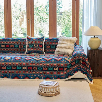 Noble Boho Sofa Cover - Colorful Chenille, Vintage Design, Dustproof
