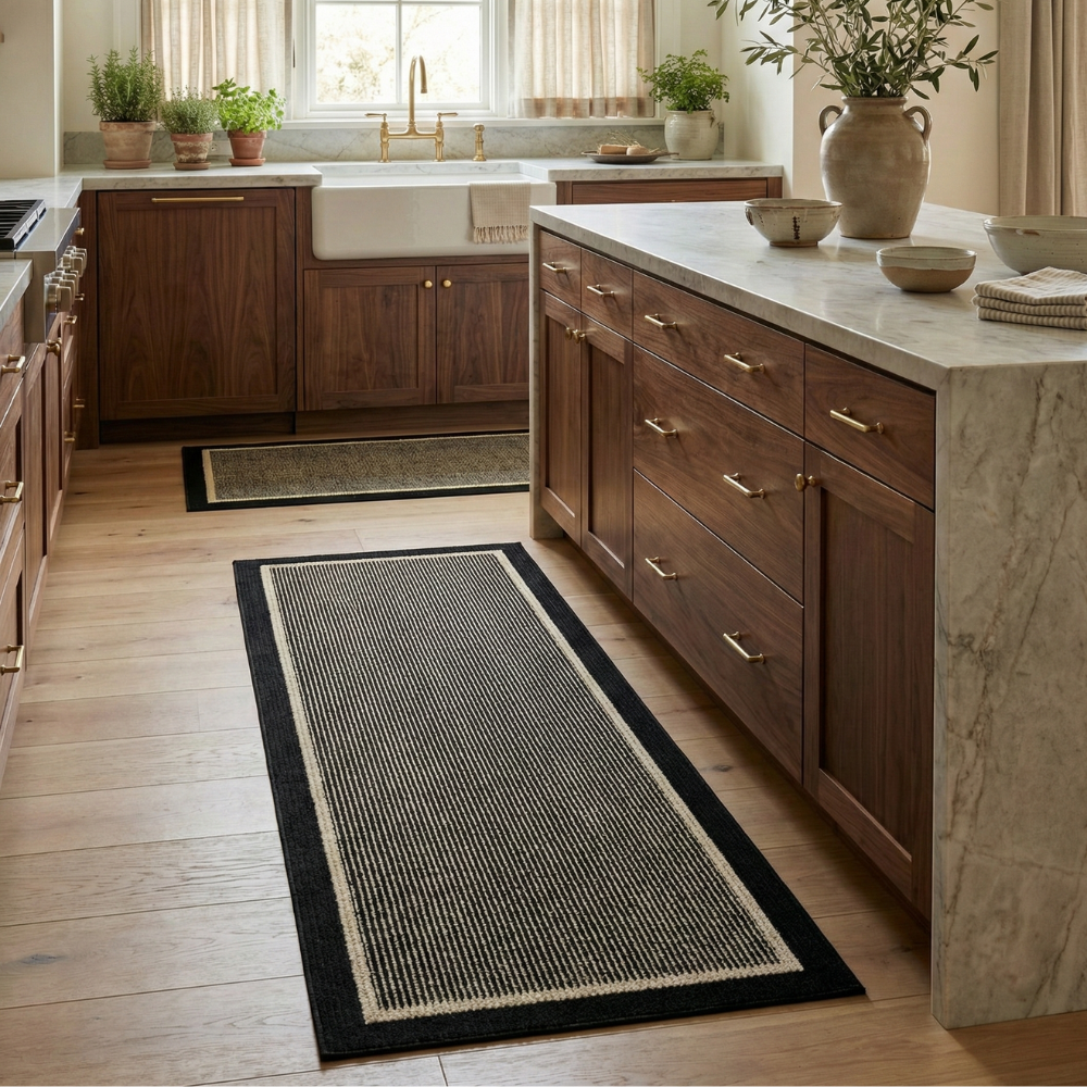 Non-Slip Washable Kitchen Mat Set - Anti-Fatigue Kitchen Floor Mats with Ribbed Surface