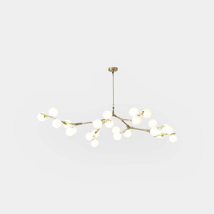 Sculptural Glass Sphere Chandelier with Adjustable LED Light — Multi-Arm Metal Frame Statement Fixture for Open Dining Spaces, Great Rooms &