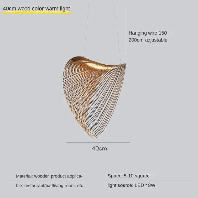 Sculptural Wood Ceiling Light Fixture LED 8W Adjustable 79-Inch Cord Natural Finish for Kitchen Island Dining Room Bar Hanging Lamp Modern O