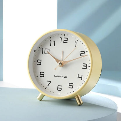 Whisper-Quiet Desk Clock 4.7 Inches Metal & Glass Non-Ticking Timepiece for Bedroom Nightstand Office Desktop White Black Blue Green Pink Ye