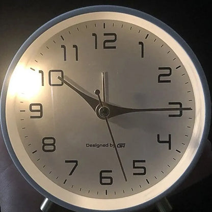 Quiet Desk Clock with Glass Face and Metal Frame for Bedroom Nightstand Office Study Reading Nook Den Guest Room Apartment Dorm Small Space