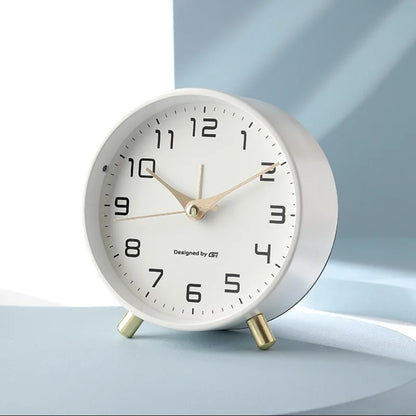 Whisper-Quiet Desk Clock 4.7 Inches Metal & Glass Non-Ticking Timepiece for Bedroom Nightstand Office Desktop White Black Blue Green Pink Ye