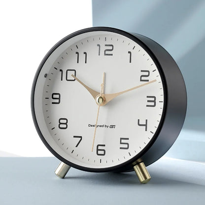 Whisper-Quiet Desk Clock 4.7 Inches Metal & Glass Non-Ticking Timepiece for Bedroom Nightstand Office Desktop White Black Blue Green Pink Ye