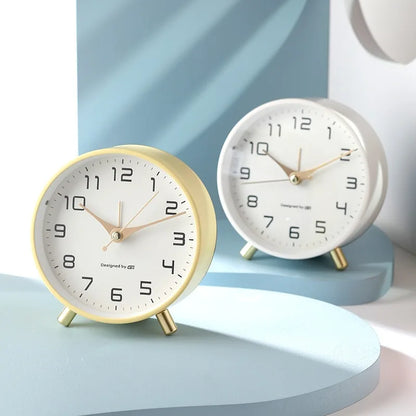 Quiet Desk Clock with Glass Face and Metal Frame for Bedroom Nightstand Office Study Reading Nook Den Guest Room Apartment Dorm Small Space