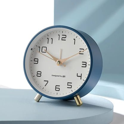Whisper-Quiet Desk Clock 4.7 Inches Metal & Glass Non-Ticking Timepiece for Bedroom Nightstand Office Desktop White Black Blue Green Pink Ye