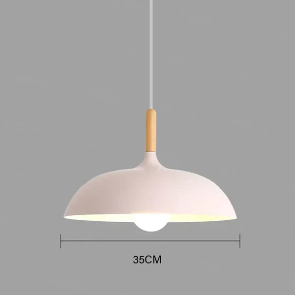 Oak Wood Pendant Light Fixture – Modern Scandinavian Ceiling Lamp with LED – Adjustable Cord – For Kitchen, Dining Room, Bedroom, Living