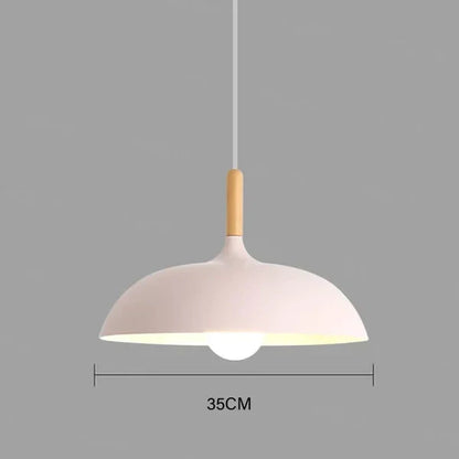 Oak Wood Pendant Light Fixture – Modern Scandinavian Ceiling Lamp with LED – Adjustable Cord – For Kitchen, Dining Room, Bedroom, Living