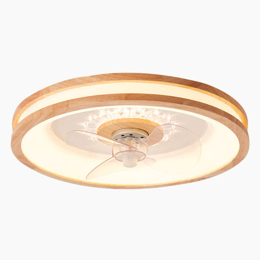 Ventilateur de plafond encastré en bois et acrylique avec éclairage LED, diamètre de 20 po, luminaire de ventilation profil bas pour petites chambres, salons et télécommande
