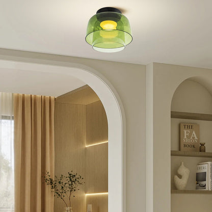 Layered Glass Ceiling Light Modern Multi-Tier Flush Mount Fixture with LED Hardwired for Kitchen Dining Room Bedroom Living Room