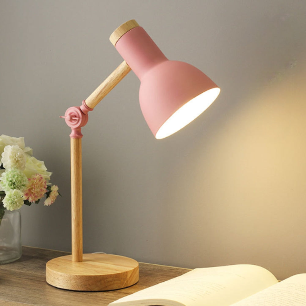Noble Table Lamp - Iron and Wood, Adjustable Nordic Design for Bedside or Desk
