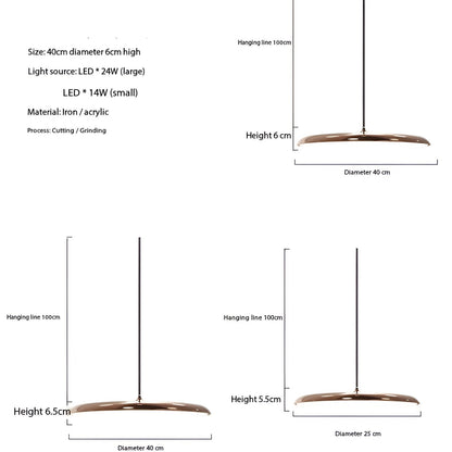 LED Disc Ceiling Fixture 10 in Rose Gold 4000K Adjustable Height for Kitchen Dining Room Bedroom Modern Floating Lamp Neutral White