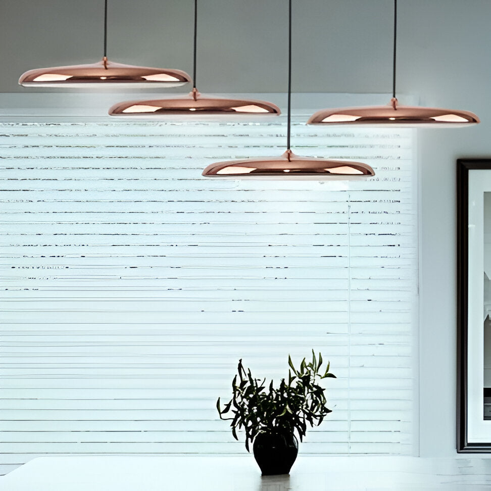 LED Disc Ceiling Fixture 10 in Rose Gold 4000K Adjustable Height for Kitchen Dining Room Bedroom Modern Floating Lamp Neutral White